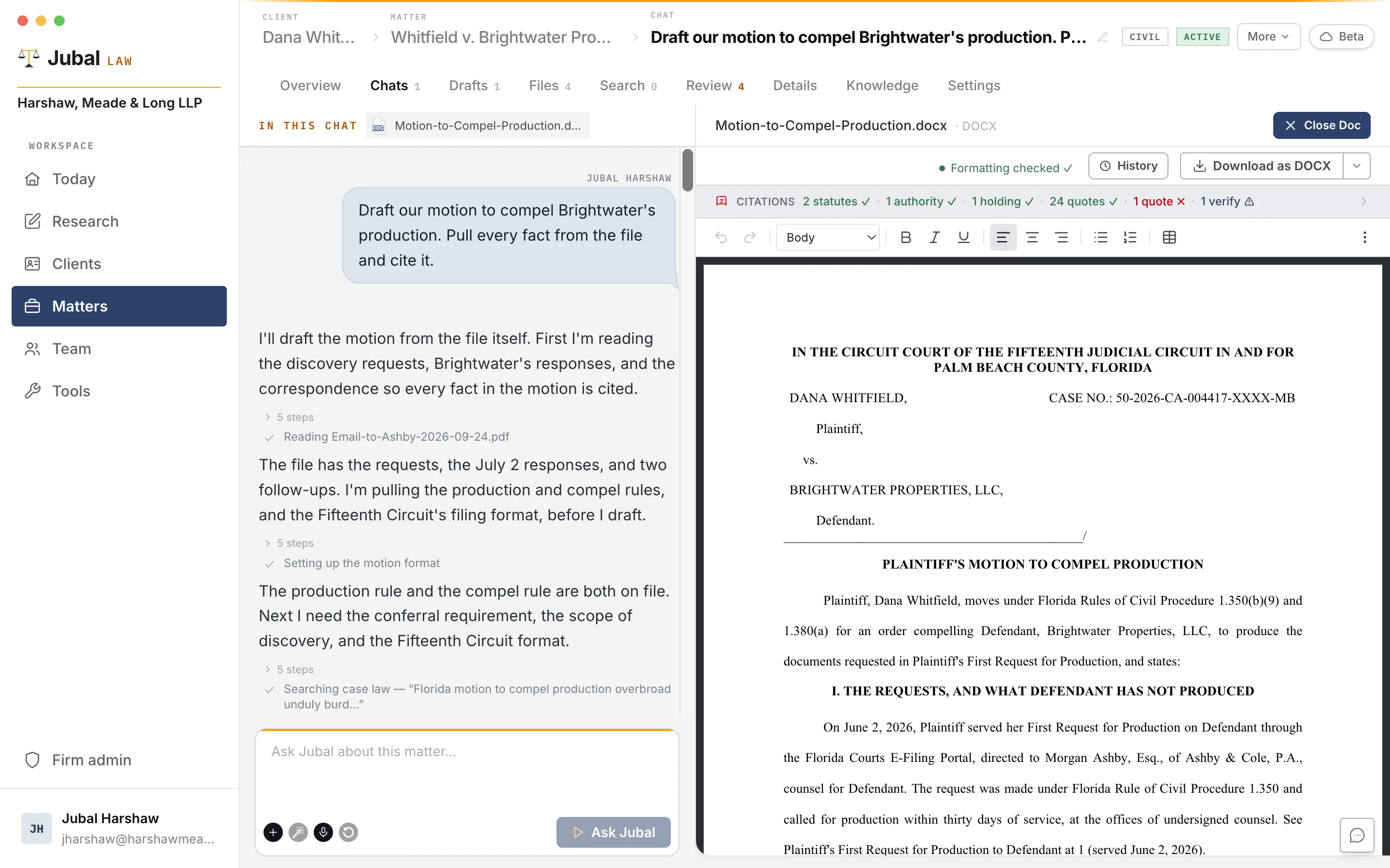 Drafting a motion from the file